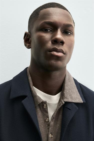 TEXTURED REGULAR FIT OVERSHIRT - Navy blue by Zara - Image 6