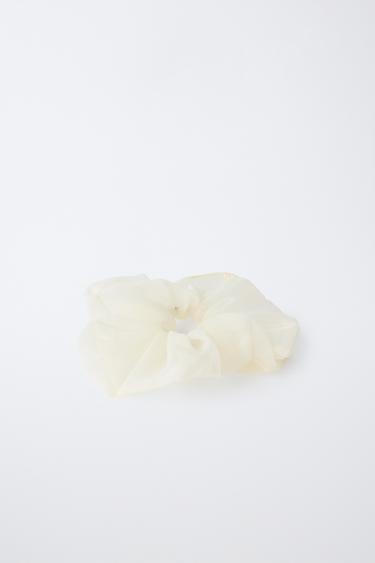 ORGANZA ELASTIC SCRUNCHIE - White by Zara