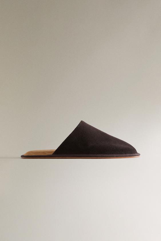 LEATHER MULE SLIPPERS - Brown by Zara - Image 0
