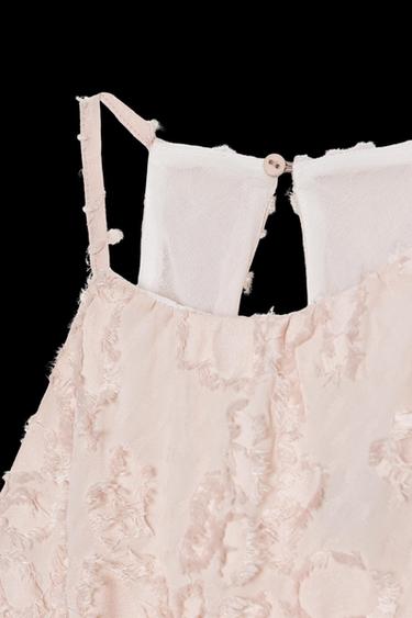 Zara HALTER FRAY MIDI DRESS - Beige-pink