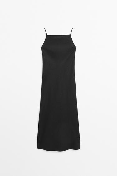Zara 100% linen midi dress - Black