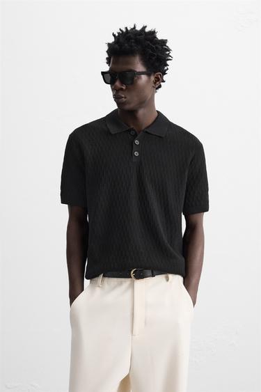 POLO PUNTO ESTRUCTURA - Negro de Zara