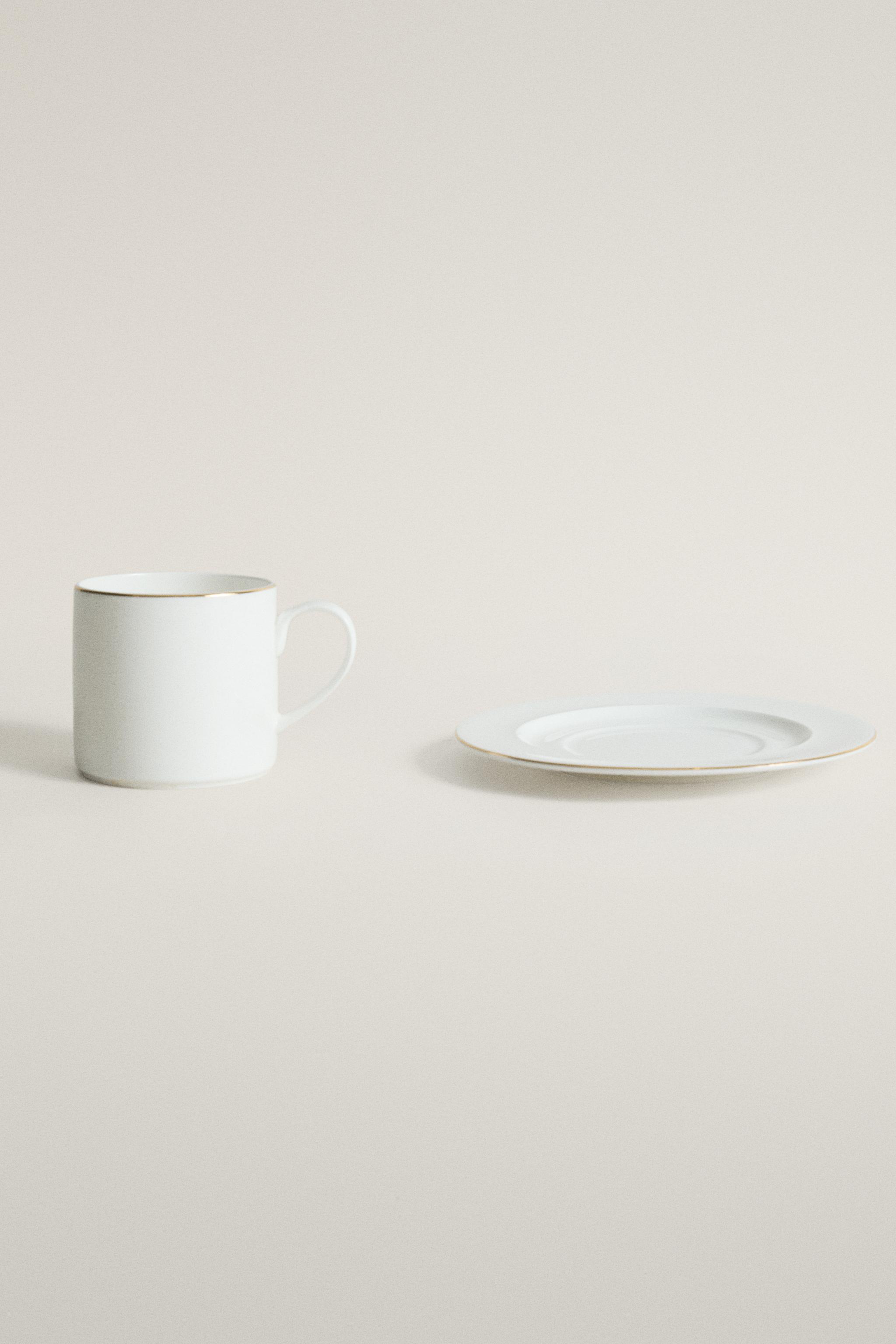 TASSE À THÉ AVEC SOUCOUPE PORCELAINE BONE CHINA BORD