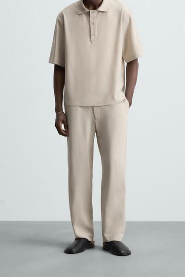 Zara STRAIGHT FIT PANTS - Stone