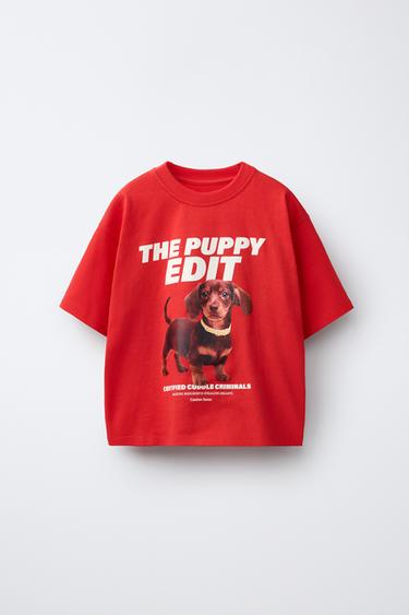 PRINTED DOGS T-SHIRT - Red by Zara