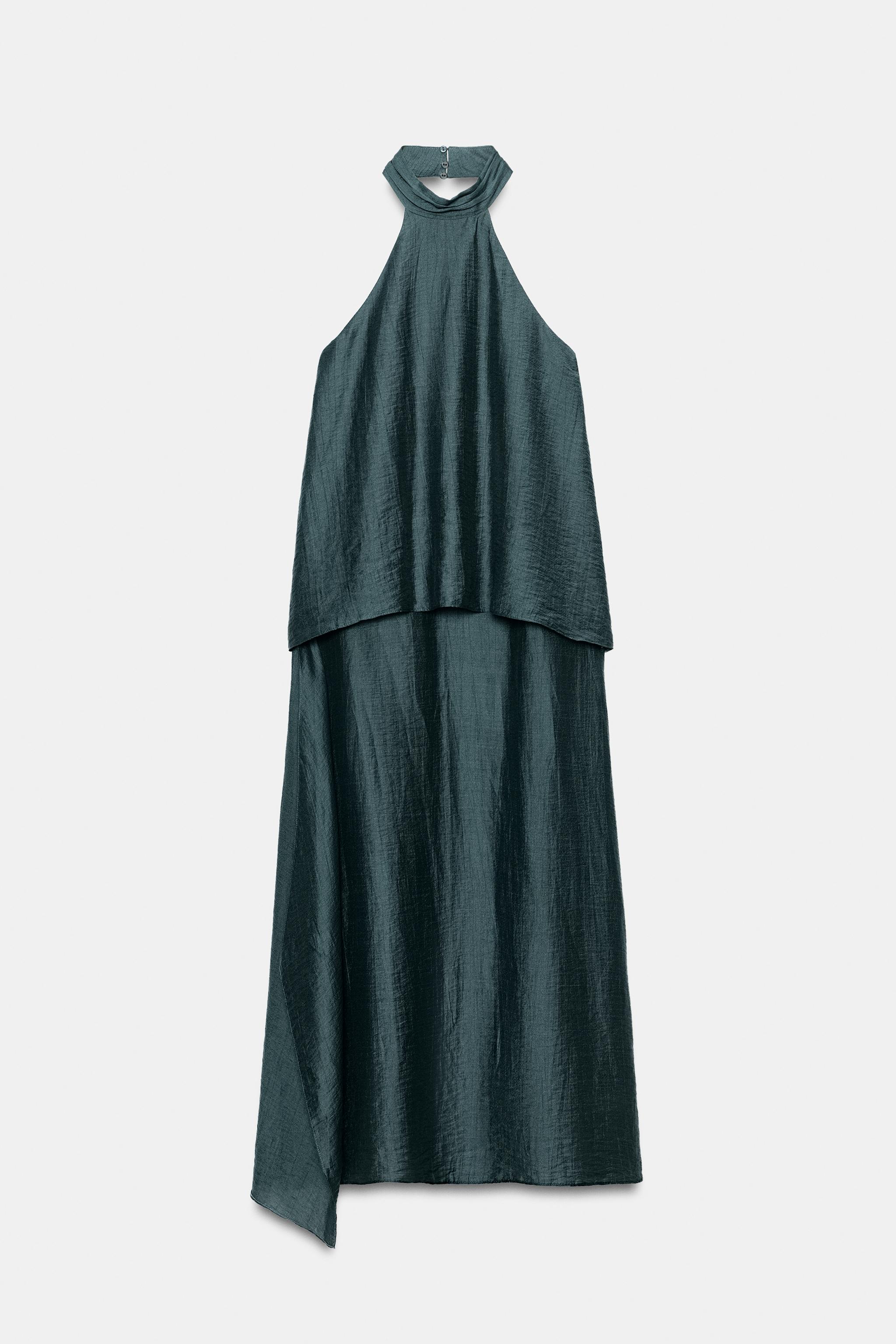 LINEN HALTER MIDI DRESS