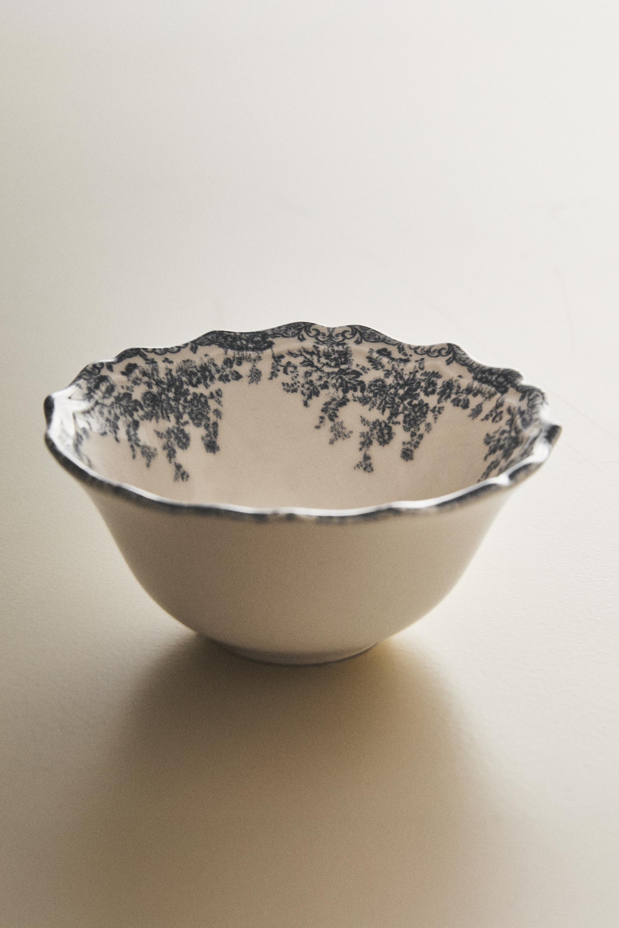 FLORAL EARTHENWARE SNACK BOWL