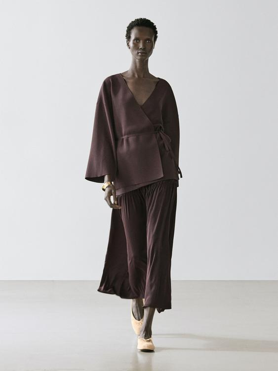 Flowing knit kimono with belt detail from Zara - $100