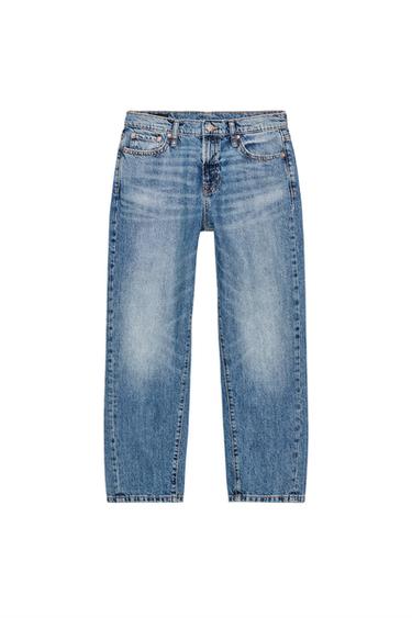 Zara Z1975 CROPPED MID-RISE JEANS - Blue