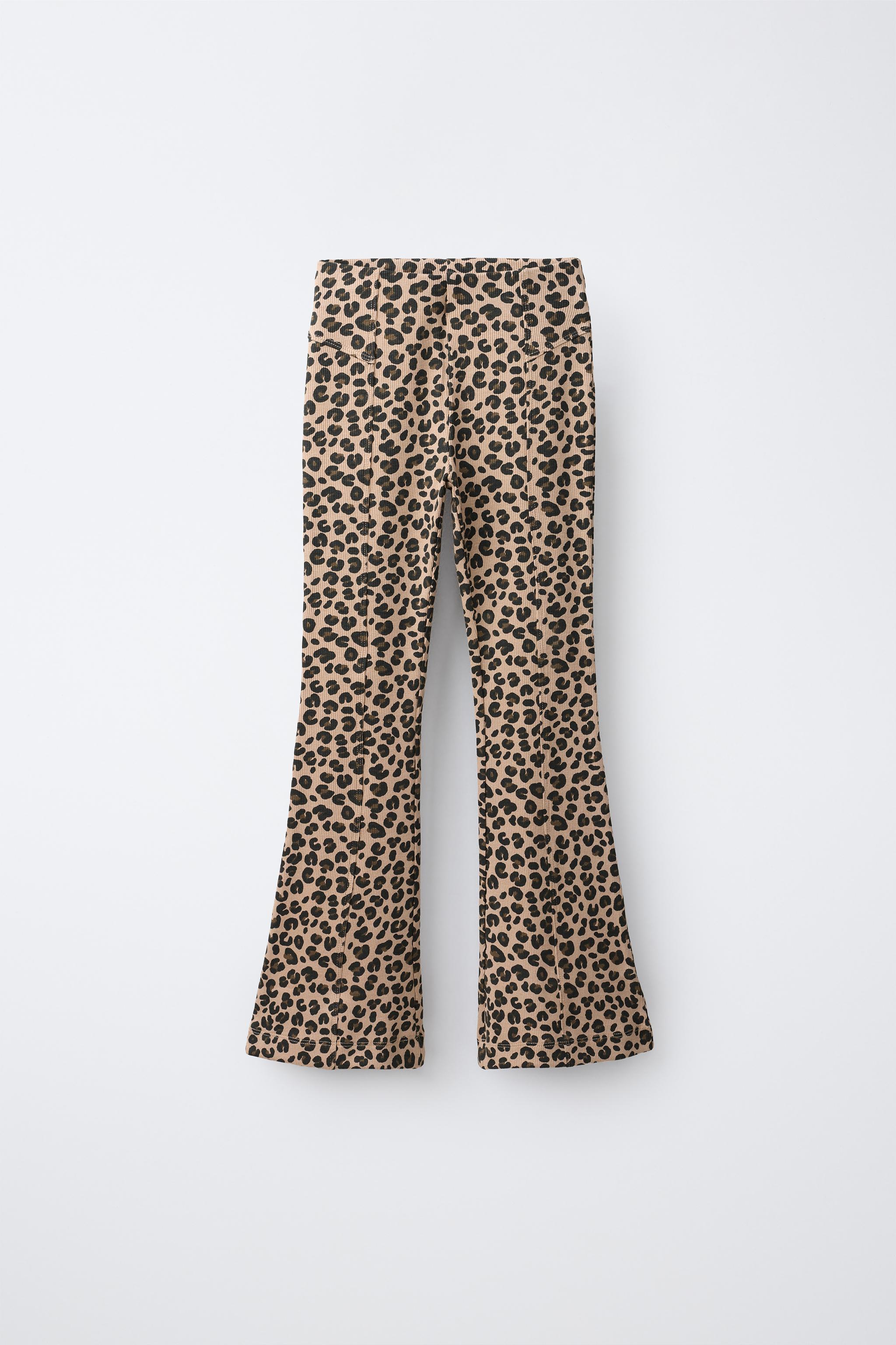 RIBBED FLARE LEGGINGS — Leopard