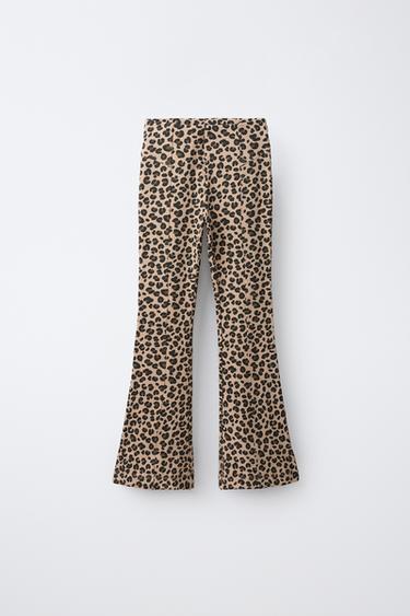 FLARED RIBBED LEGGINGS - Leopard by Zara