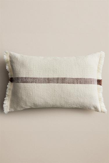 STRIPED FRINGE THROW PILLOW COVER — Printed 1