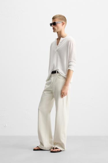 BAGGY FLARE FIT JEANS - Oyster-white by Zara - Image 3