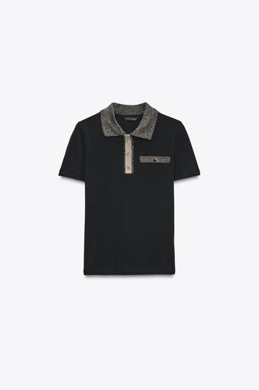 T-SHIRT FIL MÉTALLISÉ - Noir de Zara - Image 6