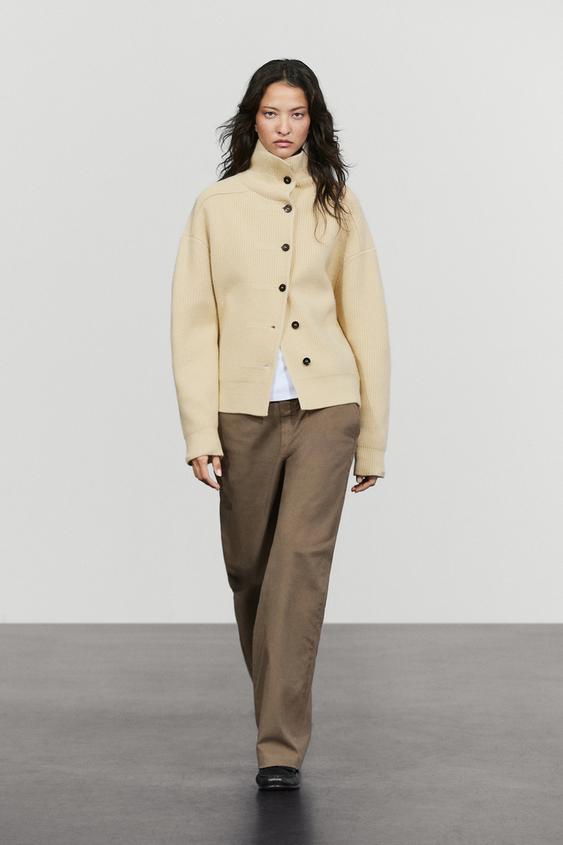 Cárdigan punto botonadura 100% lana - Amarillo de Zara - Imagen 0