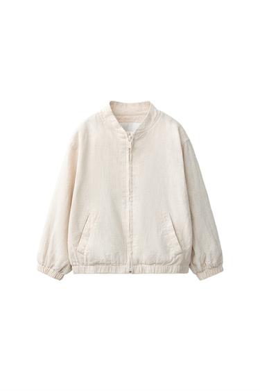 BLOUSON BOMBER LIN/COTON - Beige clair de Zara