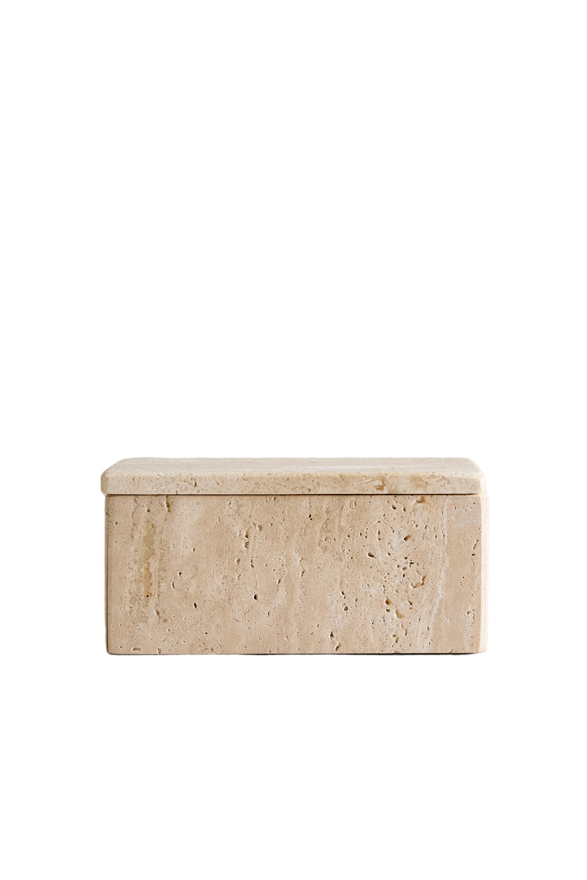 LARGE BEIGE MARBLE BATHROOM ORGANIZER BOX