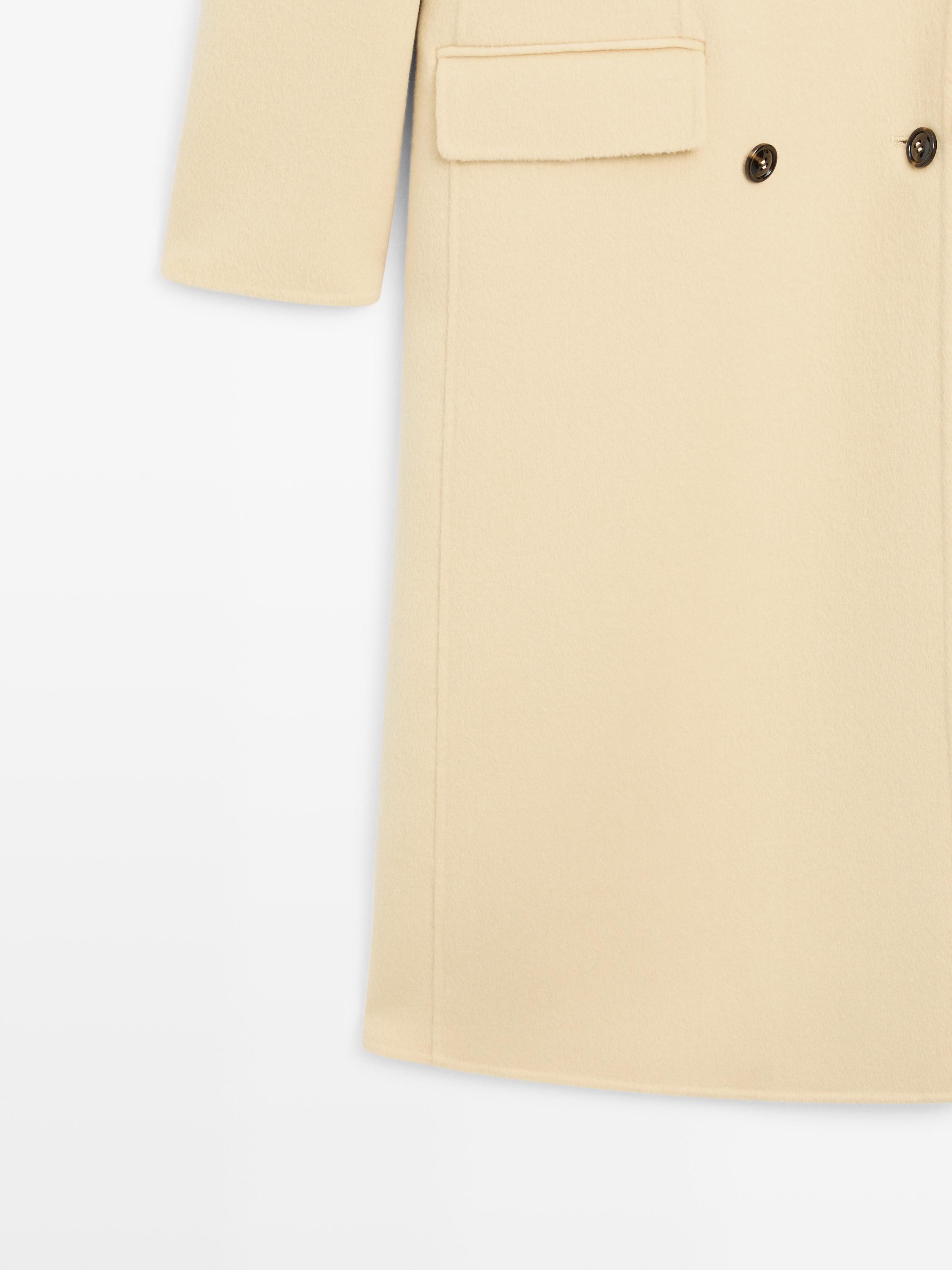 Manteau long croisé en laine mélangée