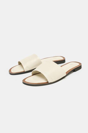 SANDALES EN CUIR SOFT - Blanc de Zara - Image 2