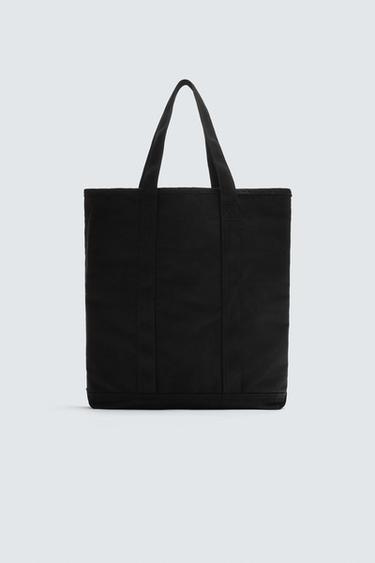 BOLSO SHOPPER TEJIDO - Negro de Zara