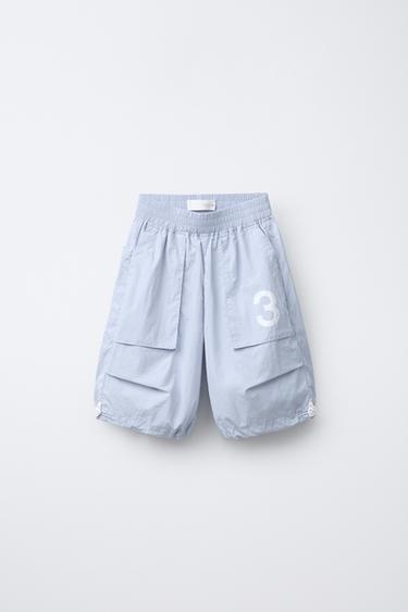 NYLON TECHNICAL LONG BERMUDA SHORTS - Sky blue by Zara - Image 0