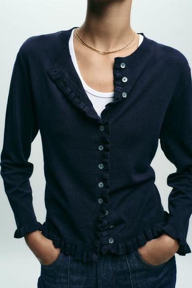 CHAQUETA PUNTO VOLANTES - Marino de Zara