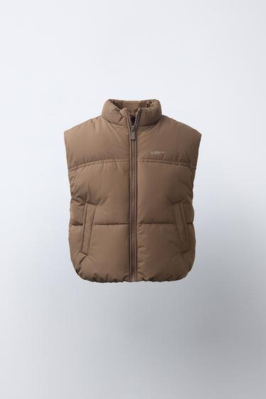 CHALECO ACOLCHADO LISO - Marrón / Topo de Zara - Imagen 0