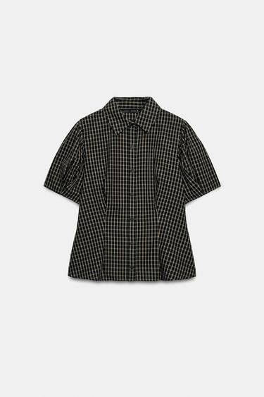 SHORT SLEEVE CHECK SHIRT - Brown / Green by Zara - Image 0
