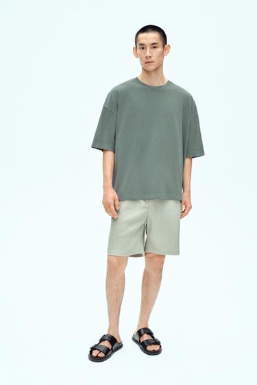 Zara 寬鬆版型輕量水洗 T 恤 - 水洗綠