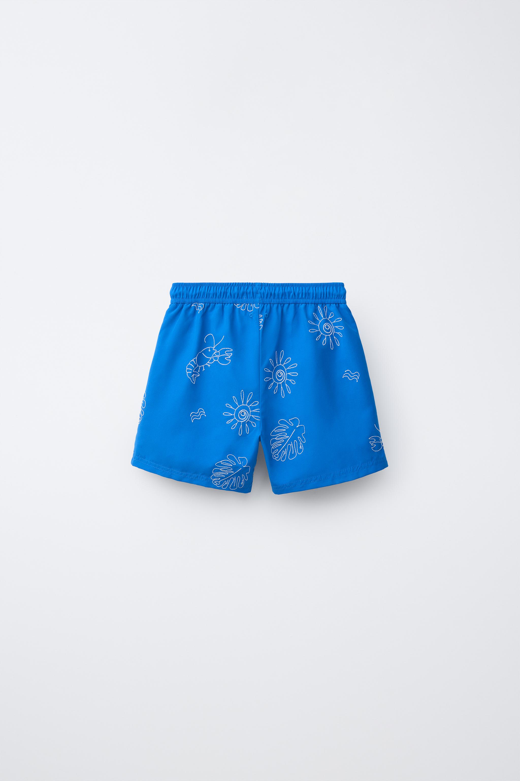 6-14 YEARS/ EMBROIDERED MARINE SWIM SHORTS