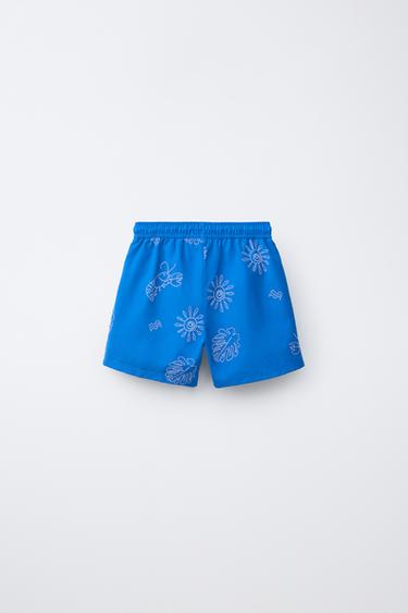 6-14 ANS/ SHORT DE BAIN BRODERIES MARINES - Bleu de Zara - Image 1