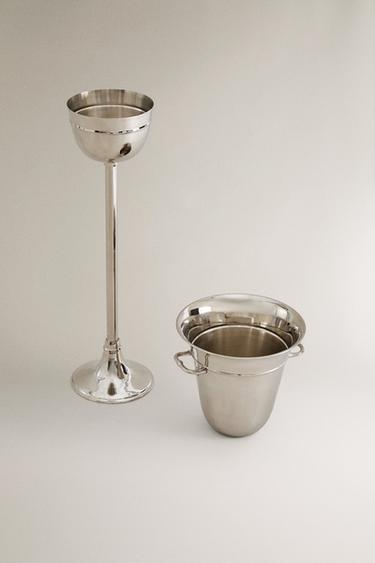 BRASS SPARKLING WINE COOLER WITH FLOOR STAND - Steel by Zara - Image 3