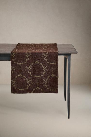 CHEMIN DE TABLE JACQUARD VÉGÉTAL - Marron de Zara