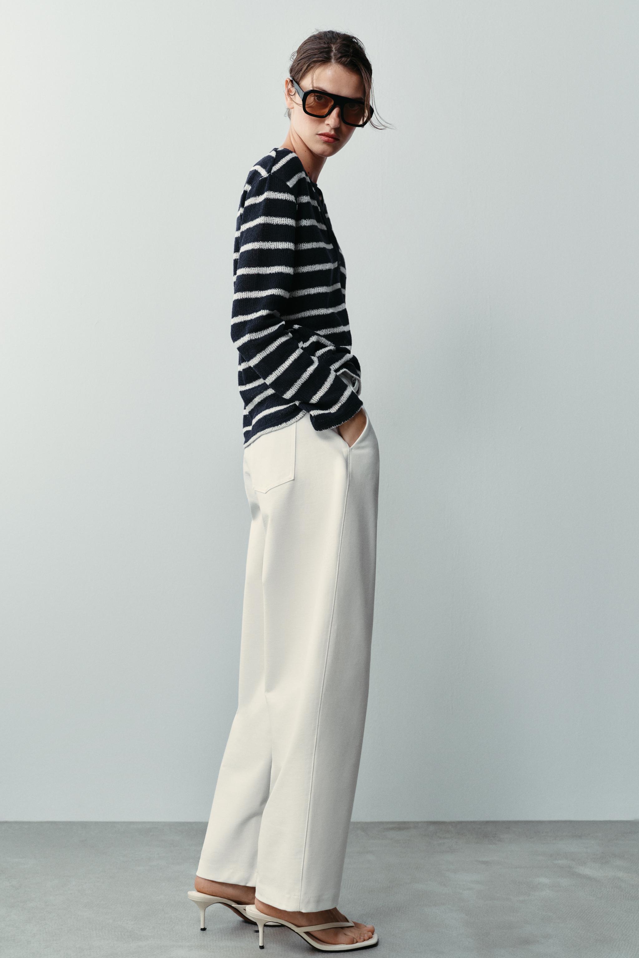 Zara ÇİZGİLİ DÜĞMELİ YAKA T-SHIRT görsel 3