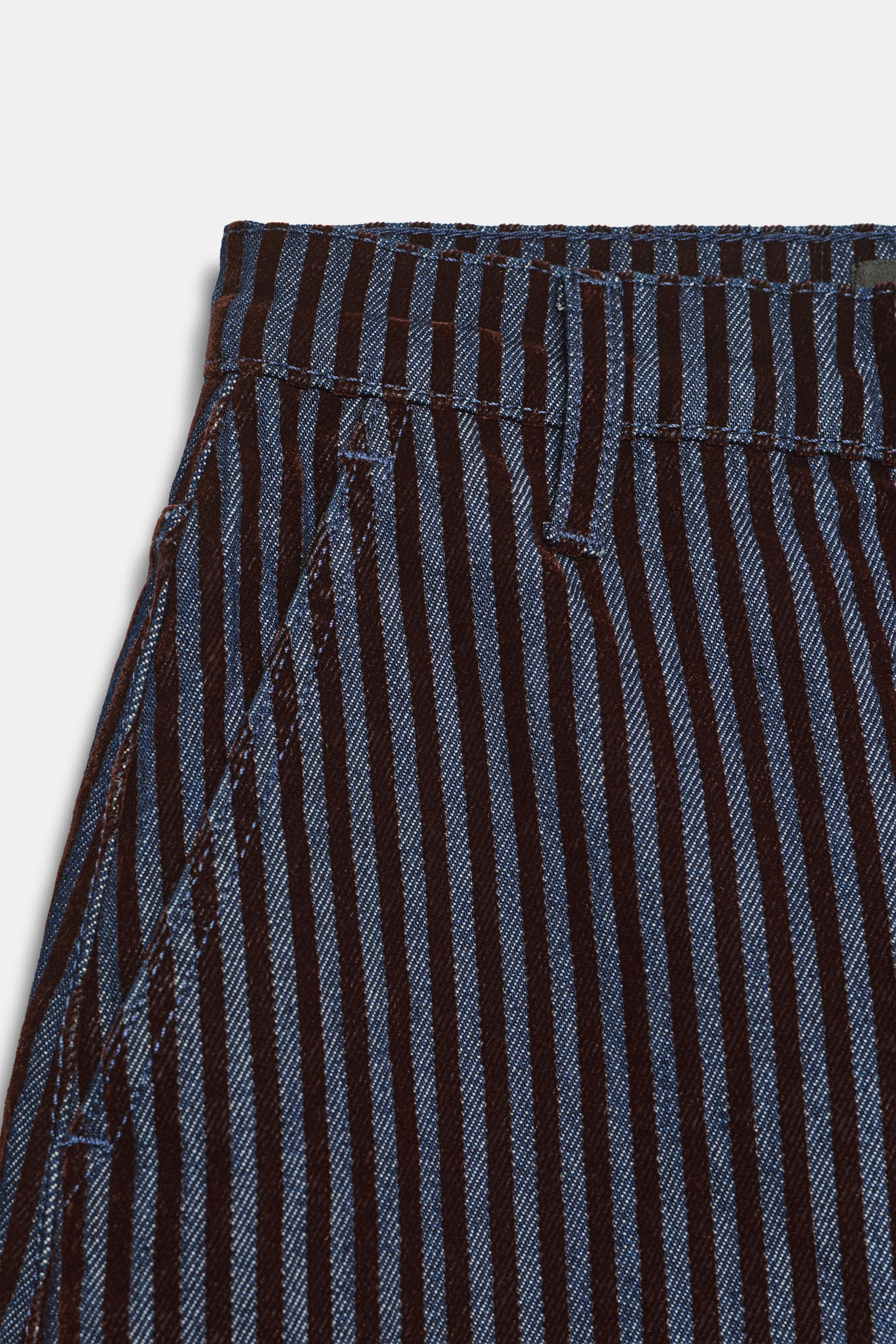 JEAN Z1975 BARREL TAILLE HAUTE RAYURES VELOURS
