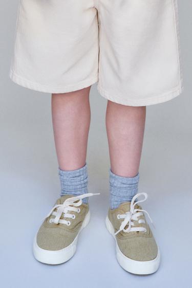 Zara BAGGY DENIM SHORTS - Ecru