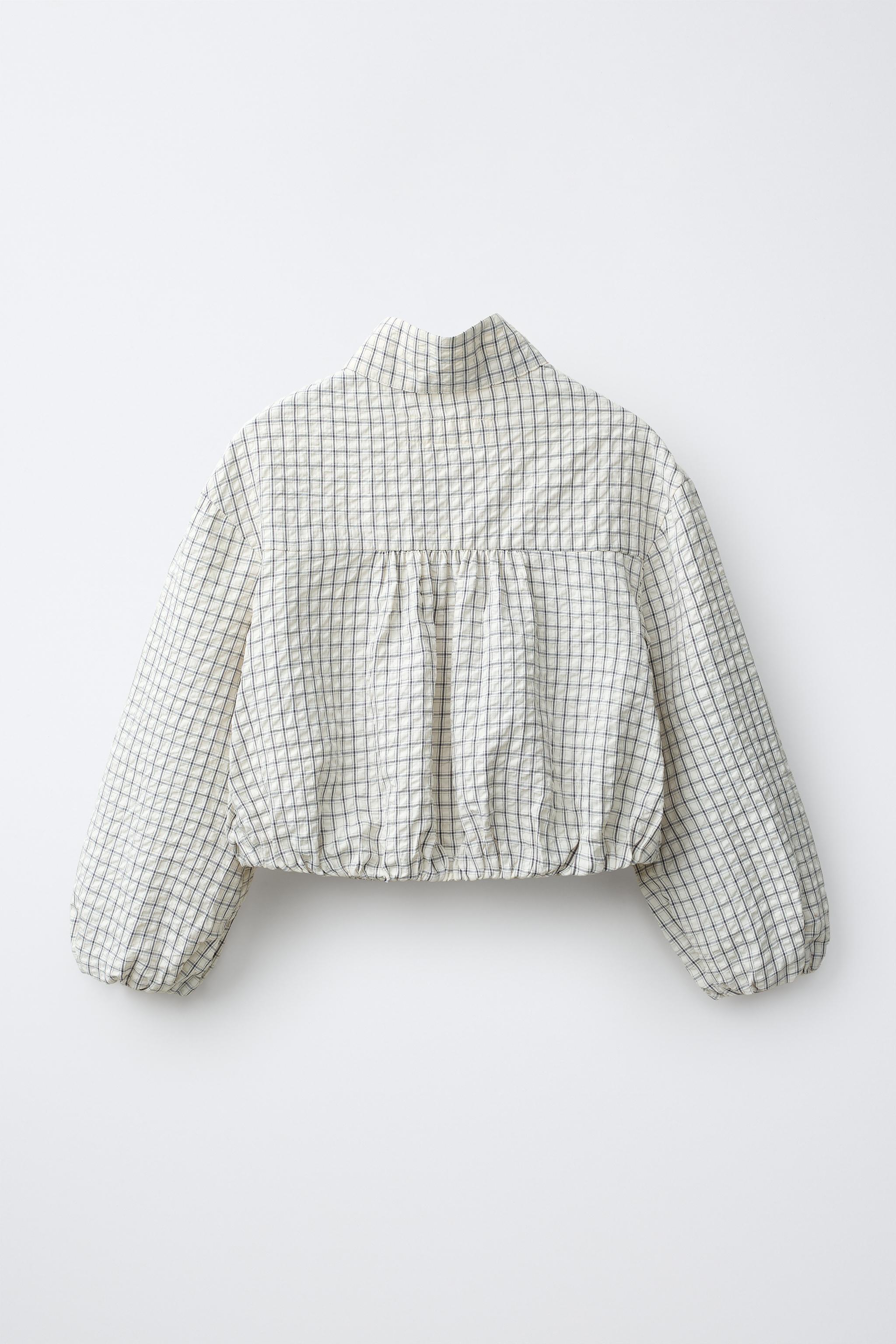 PLAID BALLOON SHIRT — Ecru / Black