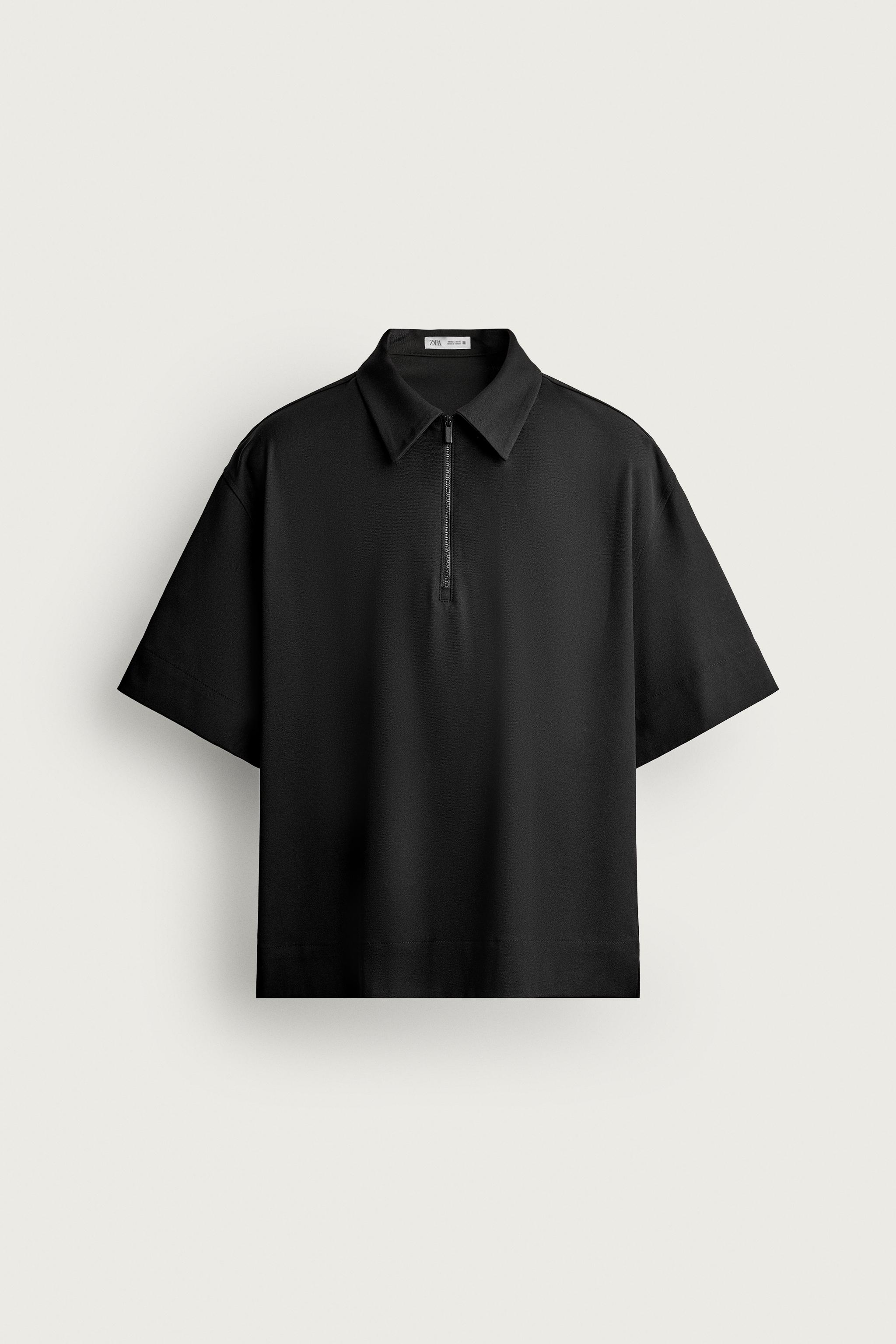 TECHNICAL ZIP POLO SHIRT — Black