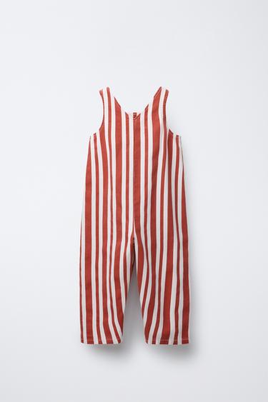 LONG STRIPED DUNGAREES - White / Red by Zara - Image 1