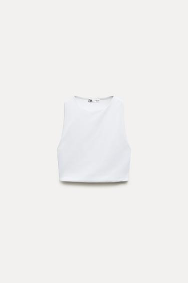 POLYAMIDE CROP TOP - White by Zara