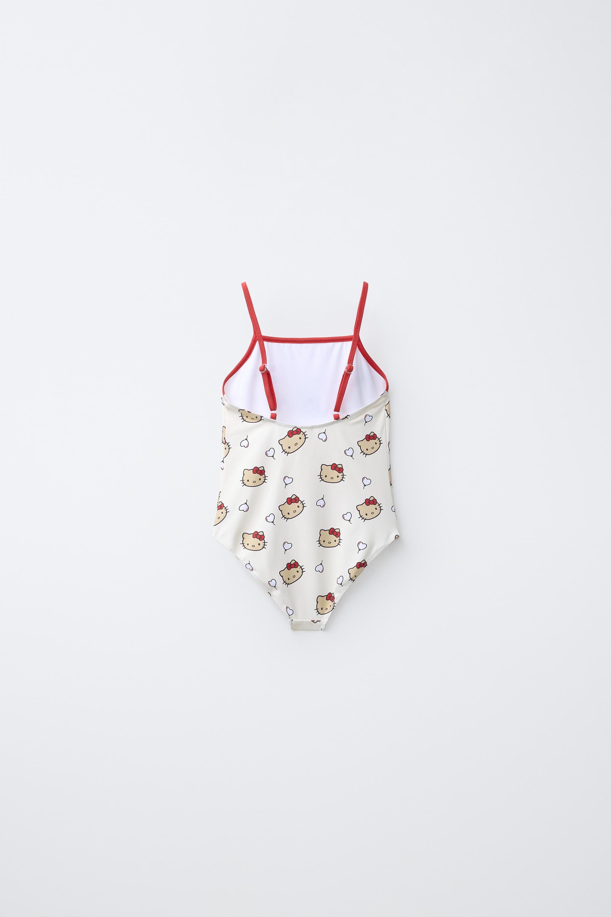 2-6 YEARS/ HELLO KITTY © SANRIO PRINT SWIMSUIT — Ecru / Red (alternate view)