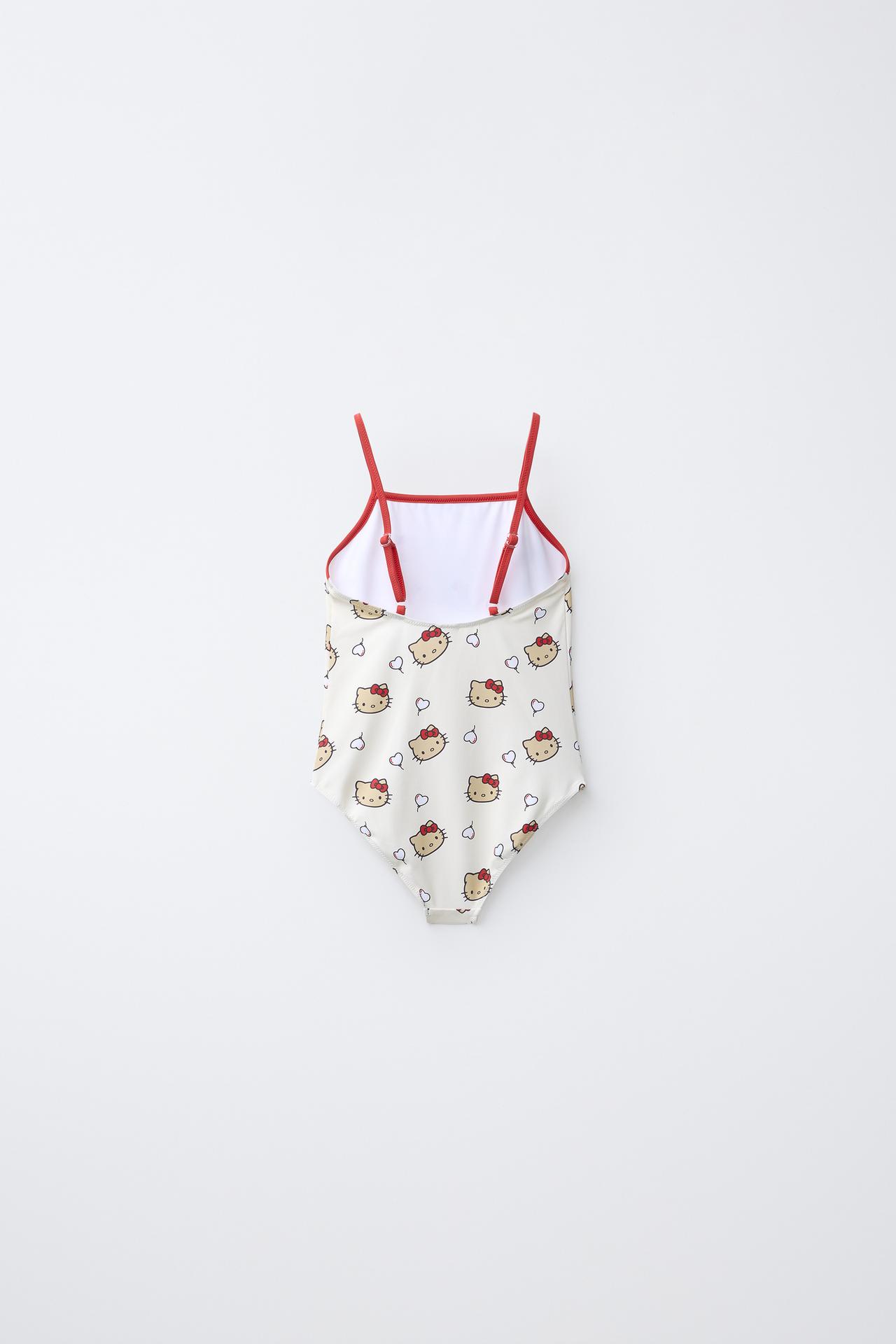 2-6 YEARS/ HELLO KITTY © SANRIO PRINT SWIMSUIT — Ecru / Red