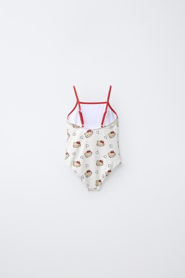 2-6 YEARS/ HELLO KITTY © SANRIO PRINT SWIMSUIT — Ecru / Red 2