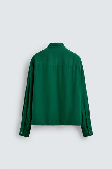 CHEMISE BRODERIES CONTRASTE - Vert de Zara - Image 7