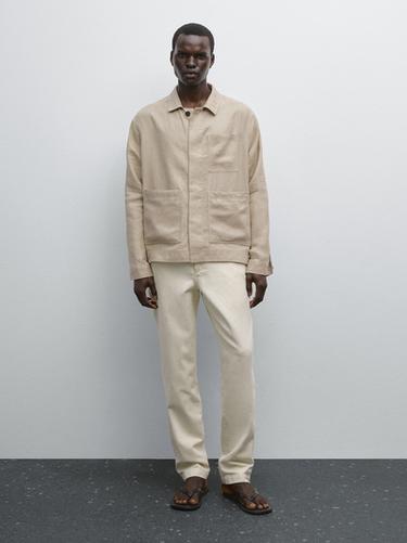 Pantalon tapered - Blanc cassé de Zara