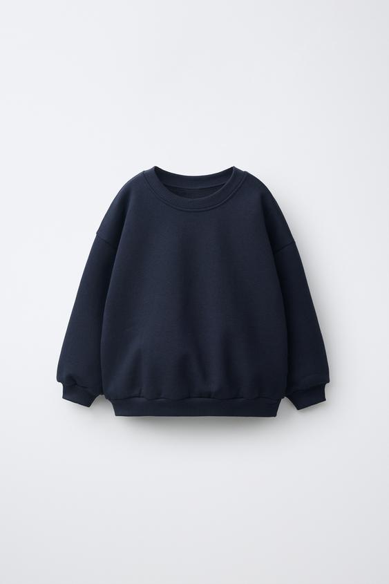 PLAIN PLUSH SWEATSHIRT - Navy blue by Zara - Image 0