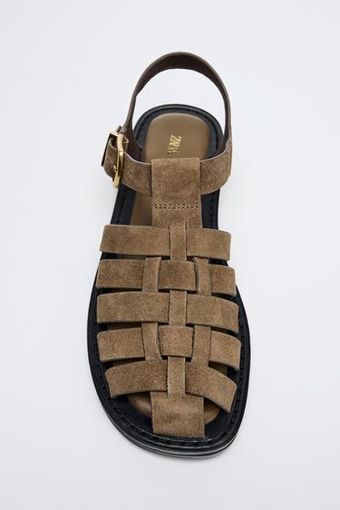 RIEMCHENSCHUH AUS VELOURSLEDER - Beige von Zara