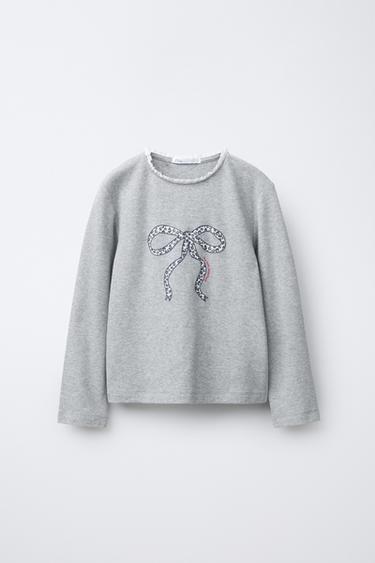 6-14 ANS/ PYJAMA RAYURES ET NŒUD - Bleu de Zara - Image 1
