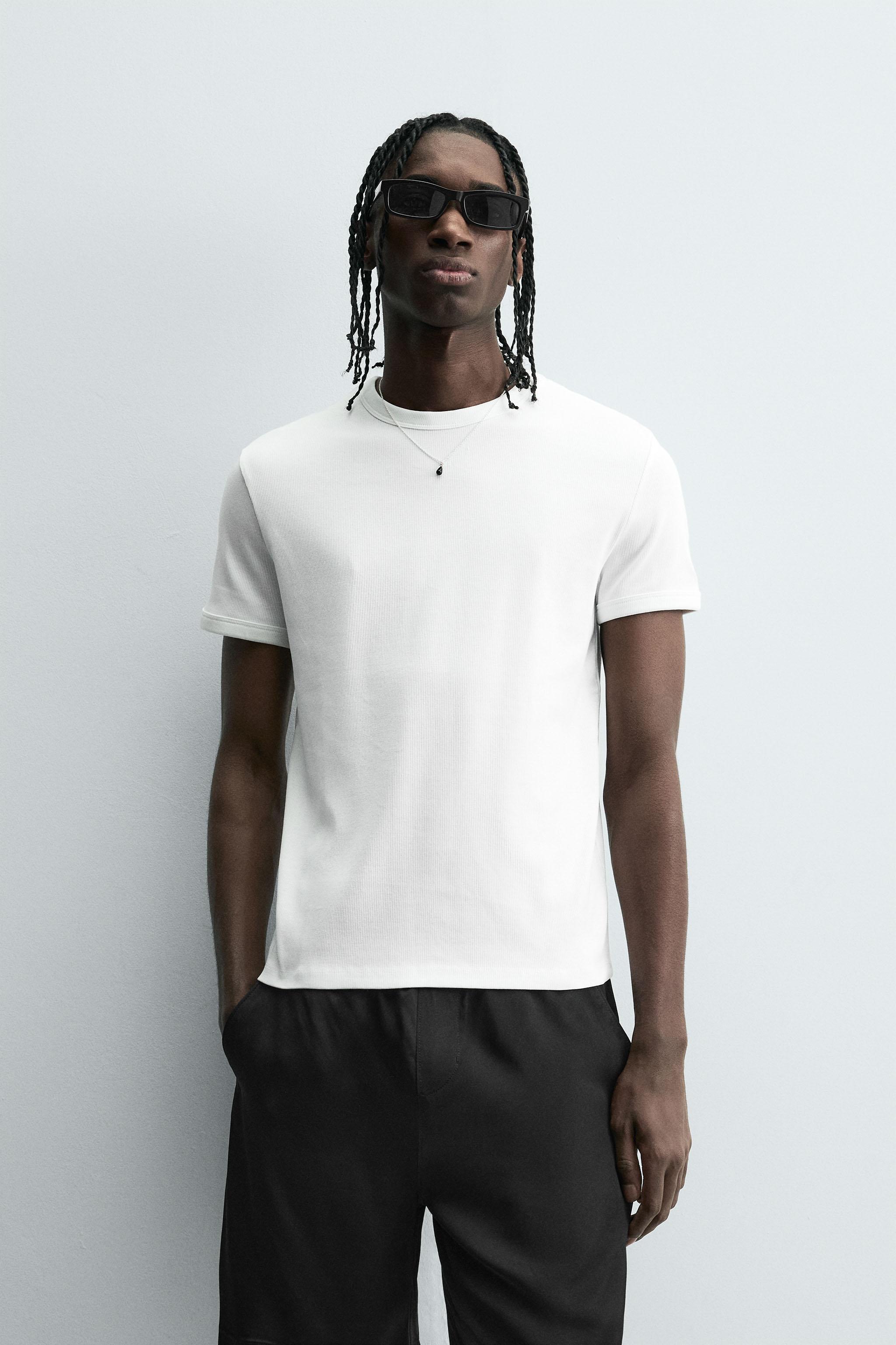 CAMISETA BÁSICA COM NERVURAS - Branco | ZARA Brasil