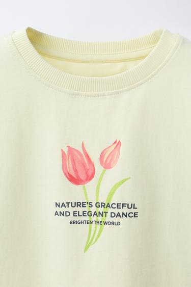 FLORAL PRINT T-SHIRT - Lime by Zara - Image 2